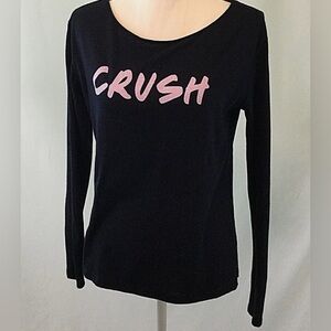 Victoria's Secret CRUSH Long Sleeve Tee Shirt Size in Photos Navy/Purple Sparkle